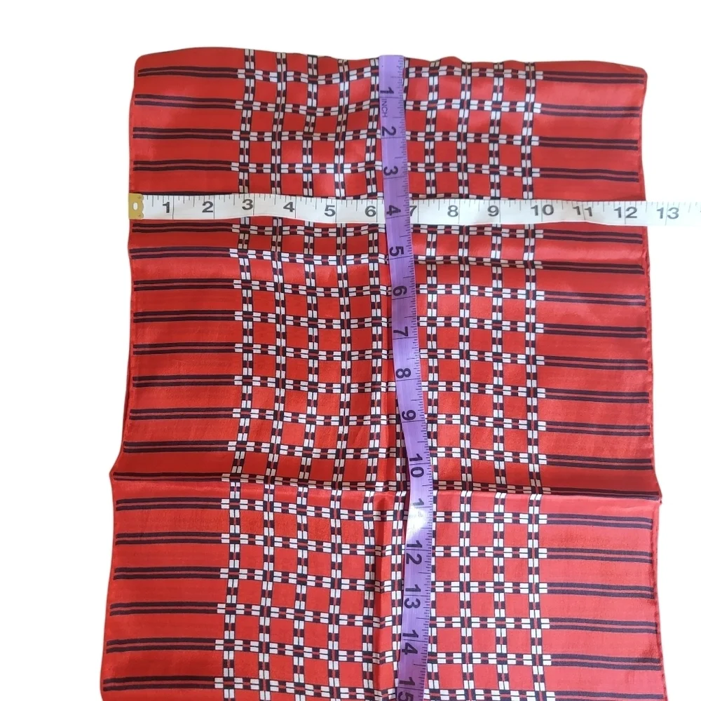 Anne Klein Red Black White Abstract Print 100% Silk